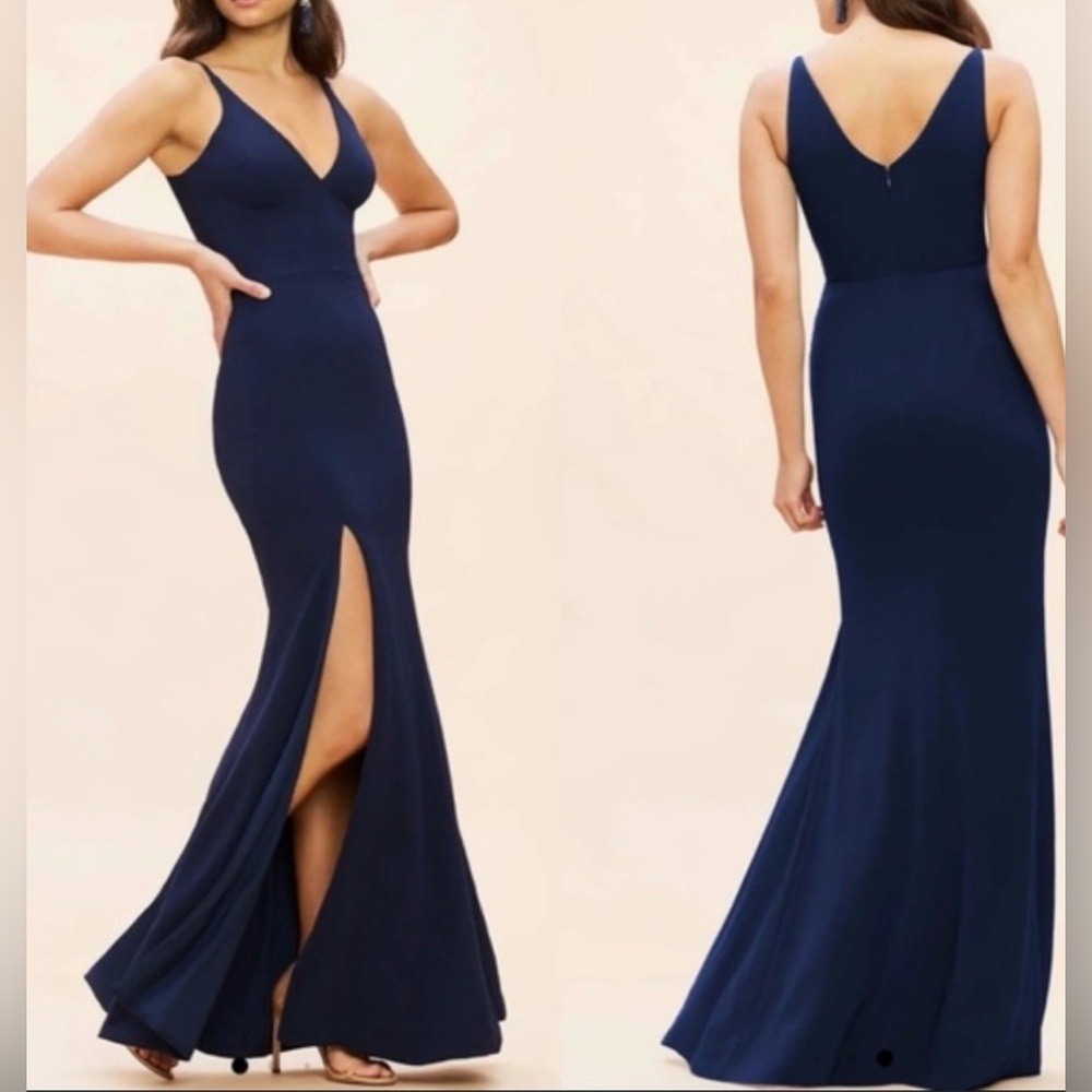 NWT Dress The Population Women’s XXS Midnight Blue Iris Slit Dress